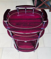 
              3 étages table de coin [35.5 cm large - 35.5 cm diamètre - 28 cm haut] - CERISE FONCÉE
            