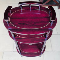 3 étages table de coin [35.5 cm large - 35.5 cm diamètre - 28 cm haut] - CERISE FONCÉE