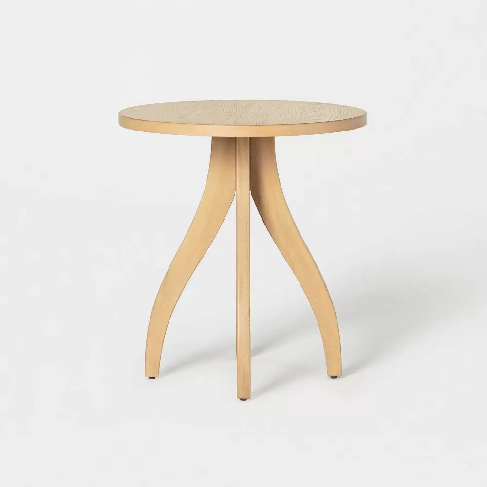 Table d'appoint ronde en bois Surfside avec pieds incurvés-MCI