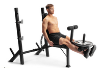 
              Banc et support d'entraînement olympique Weider Exercise Gym avec développeur de jambes intégré MCI
            