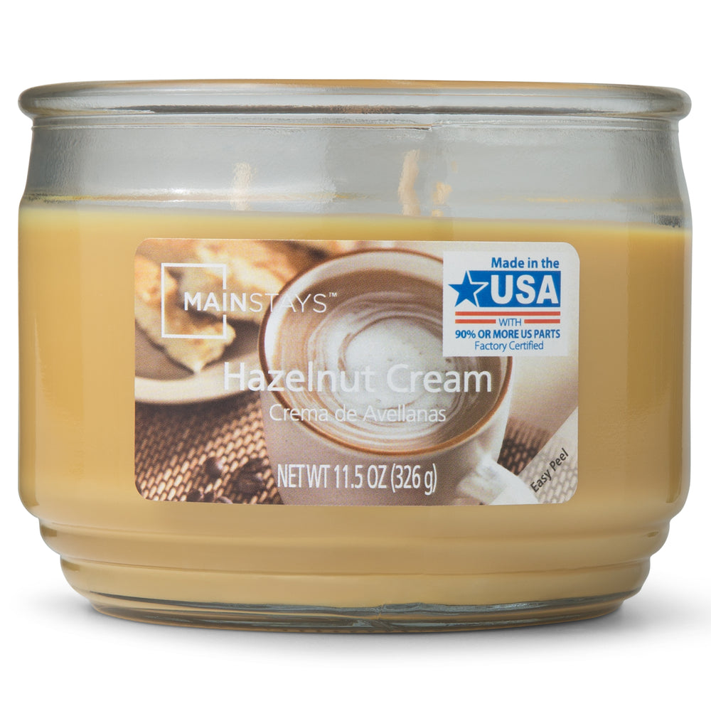 Mainstays Hazelnut Cream Scented 3-Wick Glass Jar Candle, 11.5 oz./326g
