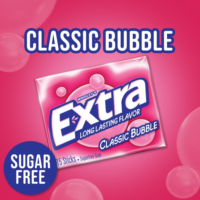 Extra Classic Bubble Sugar Free Chewing Gum - 15 ct DLC: 01-DEC22