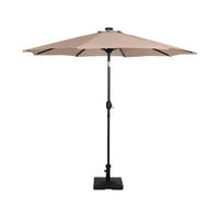 9 ft Patio Solar LED Market Umbrella with Square Concrete Base Beige