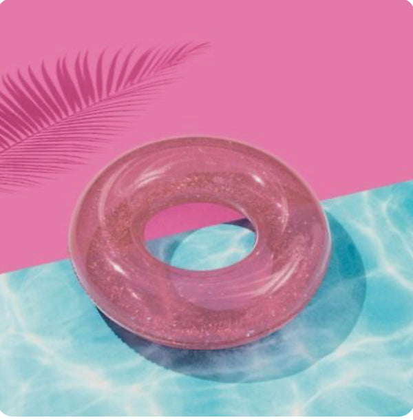 Inflatable Pool Float Tube, Transparent Swimming Ring , Pink(22.8cm x91.4cm) Ages 8+