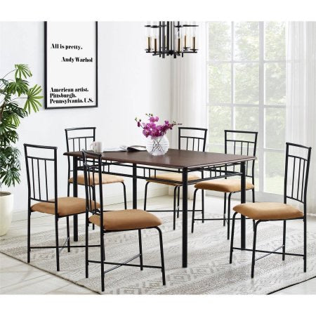 Mainstays 7-Piece Dining Set, Wood and Metal