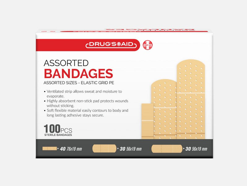 100 Pcs Assorted Bandages