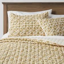 King Pick Stitch Floral Quilt Green/Yellow - Threshold