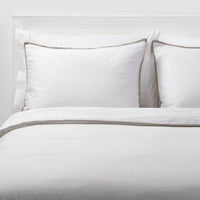 
              Full/Queen Hotel Border Frame Comforter & Sham Set White/Birch - Threshold Signature™
            