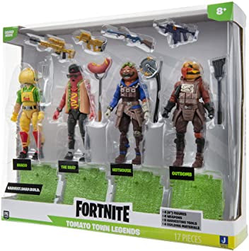 Fortnite Squad Mode Tomatotown Legends 4-Figure Pack, Series 6, Including weapons, Harvesting Tools