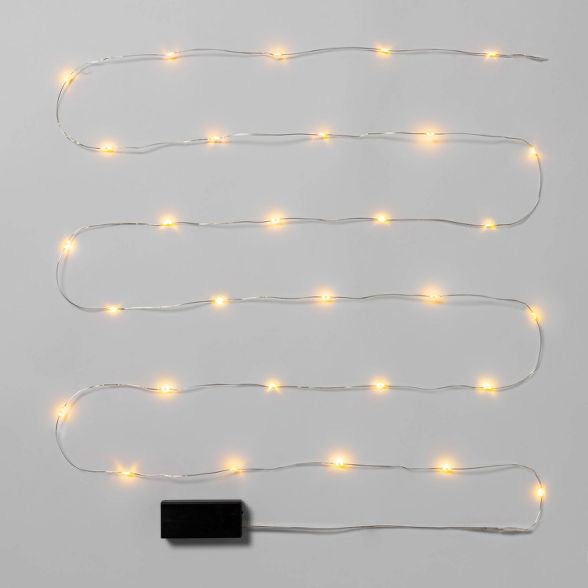 30ct Christmas LED String Fairy Lights Multicolored with Silver Wire Battery Ope