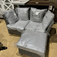 5 Piece Outdoor Patio Rattan Wicker Sofa Conversation Set with Coffee Table and