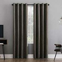 Sun Zero Patina Crosshatch Jacquard Thermal Extreme 100% Blackout Grommet Cur...