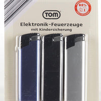 Tom Lot de 3 briquets électroniques, différentes variantes, électroniques.
