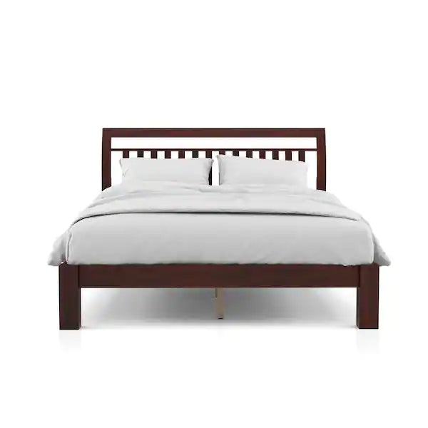 2 places Tobiano Dark Walnut Wood Queen Platform Bed