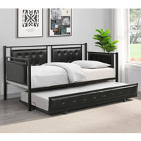 
              Metal Sofa Bed [218,44L  218,44P - 101,6H ]—Black Leather Or Grey Fabric
            
