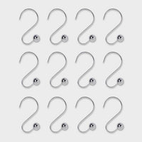 
              S Shaped Shower Curtain Hooks With Ball End Cap Iron Chrome - Made By Design™
            
