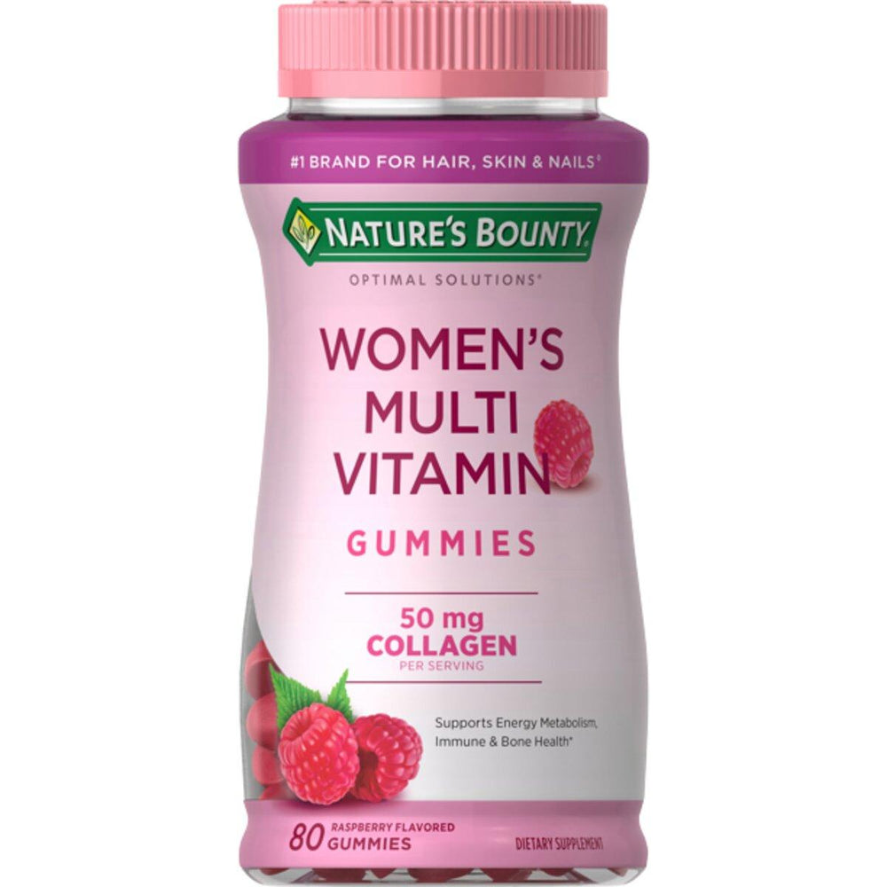 Nature's Bounty Optimal Solutions Gummies multivitamines pour femmes, complément alimentaire, saveur framboise, 80 piècesDLC: 07/26