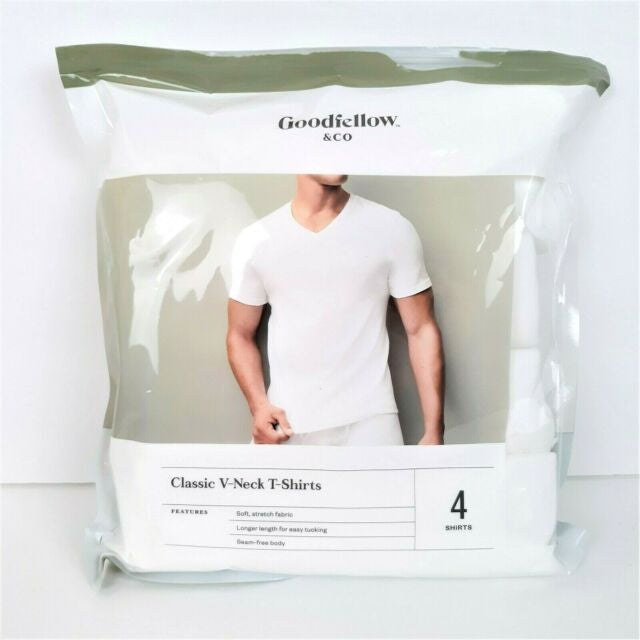 Goodfellow & Co Men's Classic V Neck T Shirt 4 Pack White Size XXL