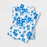 
              Standard Easy Care Printed Pillowcase Set Blue Floral - Room Essentials™
            