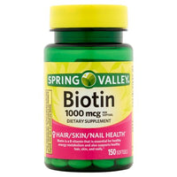Spring Valley Biotin Softgels 1000 mcg 150 Softgels DLC: MAR25