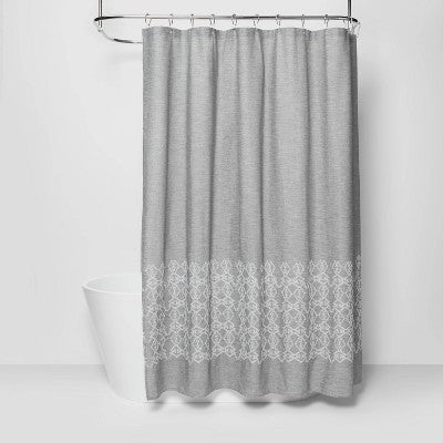 Embroidered Shower Curtain Gray - Threshold