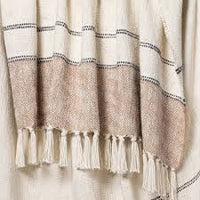 
              50"x60" Border Striped Cotton Throw Blanket Bronze - Threshold
            