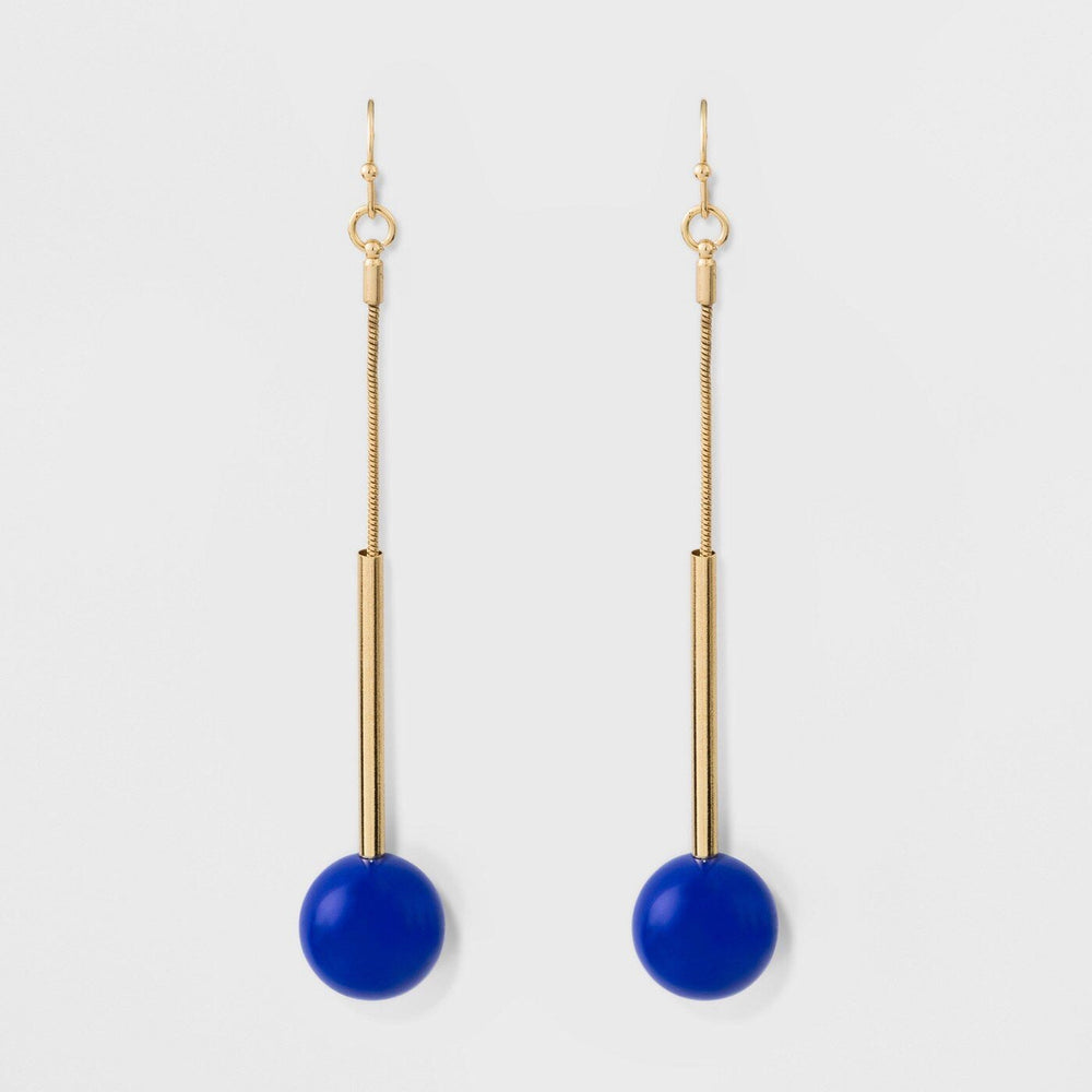 Acrylic Ball Long Earrings - A New Day Blue