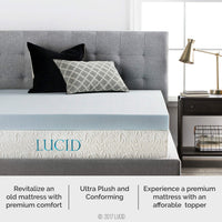 
              Lucid Housse en mousse de viscoélastique en gel et couvre-matelas Lucid avec fermeture à glissière
            