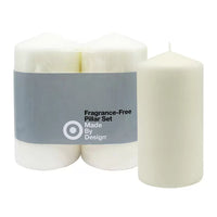 6" x 3" 2pk Unscented Pillar Candles Cream - Made By Design