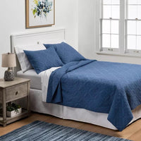 
              King Embroidered Cotton Quilt Blue - Threshold™
            