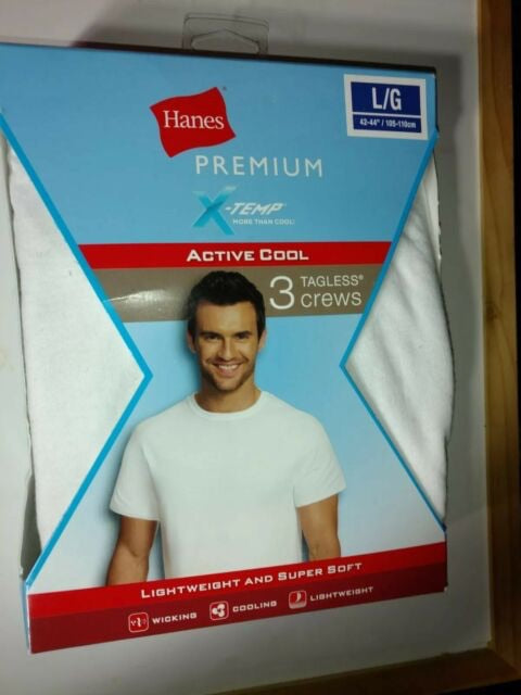 Hanes Premium X - Temp Active Cool 3 Tagless Crews Lightweight Soft Size L/g