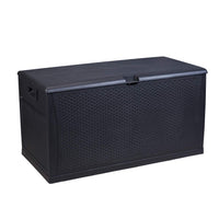 Ainfox 120 Gallon Patio Storage Deck Box Outdoor Storage Plastic Bench Box 47.2" L x 24.01",Resin Wicker Storage Container Bench Seat (Black)