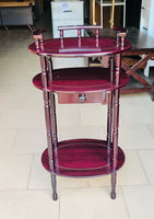 
              3 étages table de coin [35.5 cm large - 35.5 cm diamètre - 28 cm haut] - CERISE FONCÉE
            