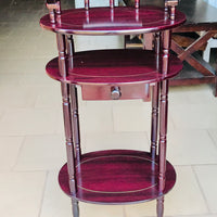 3 étages table de coin [35.5 cm large - 35.5 cm diamètre - 28 cm haut] - CERISE FONCÉE