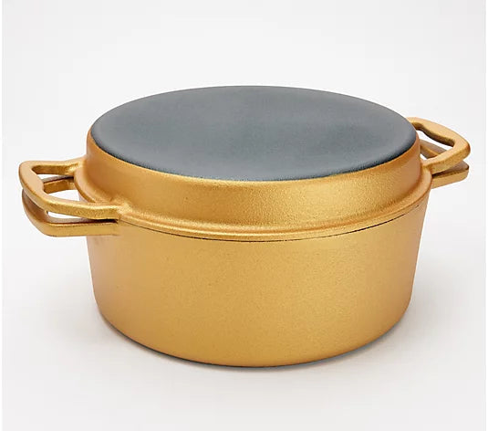Cook's Essentials Gold Elite Nonstick 4 Quart qt Cast Iron Round Braiser