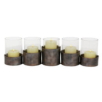 22" x 6" Round Glass Pillar Candle Holder Black - Olivia & May