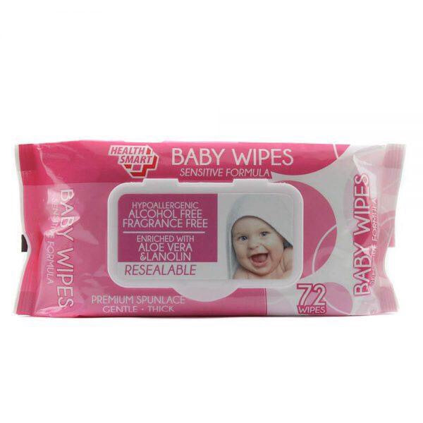 Baby Wipes With Lids Pink 72Pc