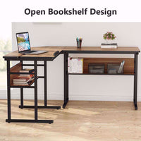 Tribesigns Modern L-Shaped Desk with Bookshelf, Double Corner