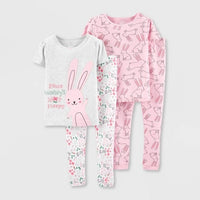 Toddler Girls' 4pc Bunny 100% Cotton Pajama Set - Just One You made by carter's