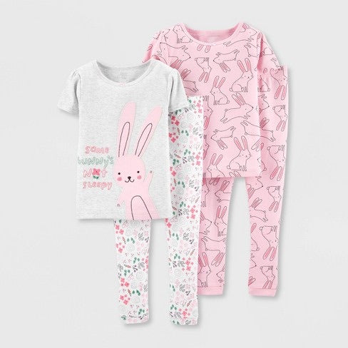 Toddler Girls' 4pc Bunny 100% Cotton Pajama Set - Just One You made by carter's