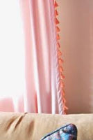 137cm x 213cm Velvet Curtain Panel with Orange Tassels Blush - Opalhousea (1 Panel)