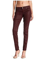 
              Womens Level 99 Burgundy Mid Rise Coated Skinny Jeans Pants Size 27 / 4
            