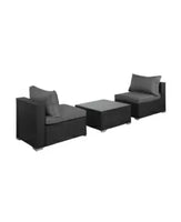 
              WO 3-Piece Outdoor Patio Armless Sofa Conversation Bistro Set avec table basse, Espresso/Gris
            
