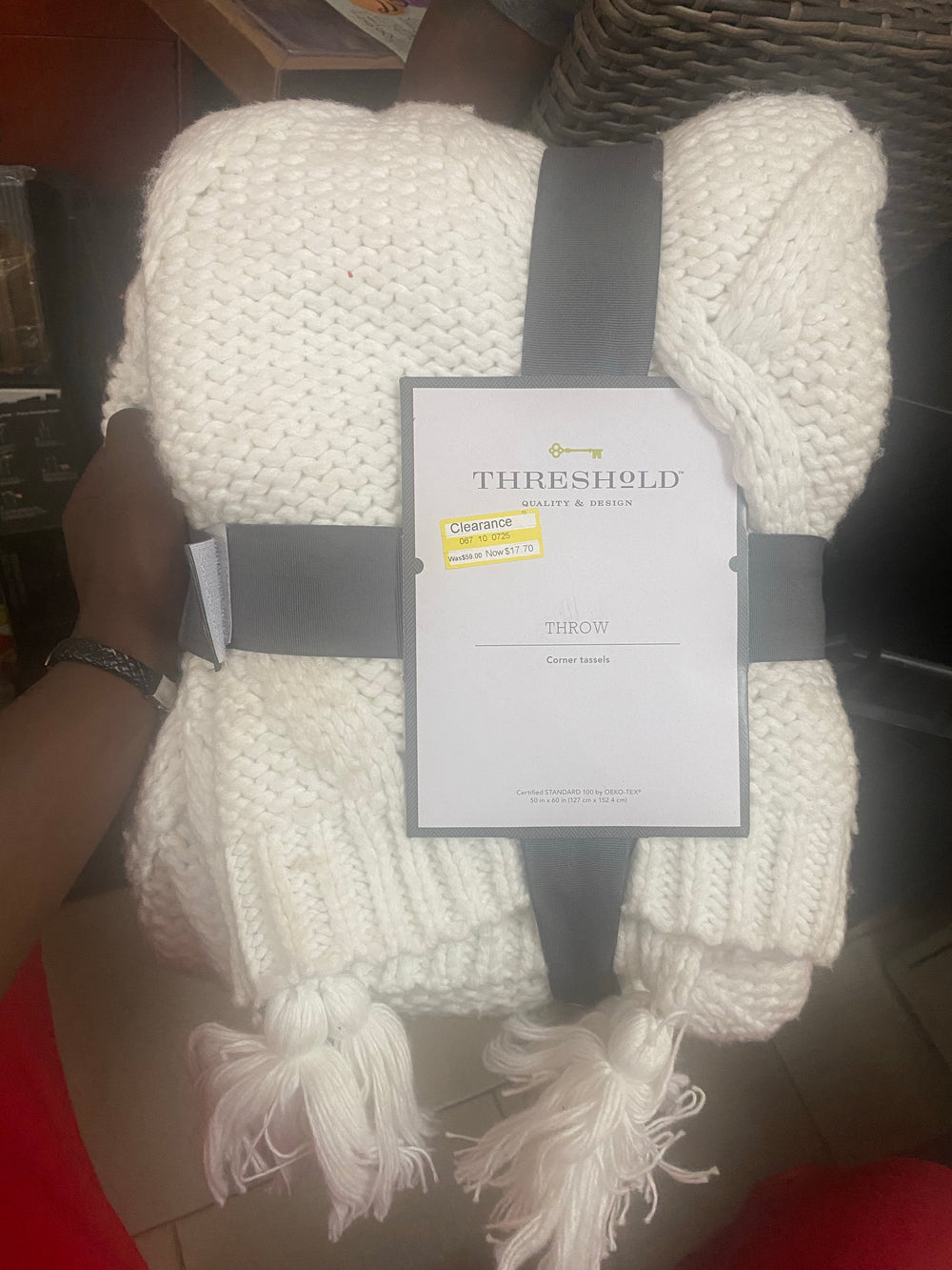 Threshold Chenille Cable Knit Reverse to Sherpa Throw Blanket 50