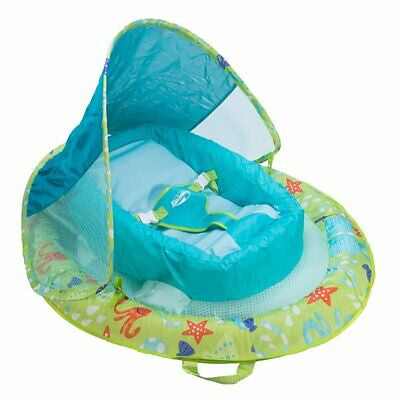 SwimWays Inflatable Fabric Infant Baby Spring Swimming Pool Float with Canopy