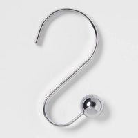 
              S Shaped Shower Curtain Hooks With Ball End Cap Iron Chrome - Made By Design™
            