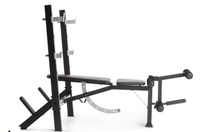 
              Banc et support d'entraînement olympique Weider Exercise Gym avec développeur de jambes intégré MCI
            