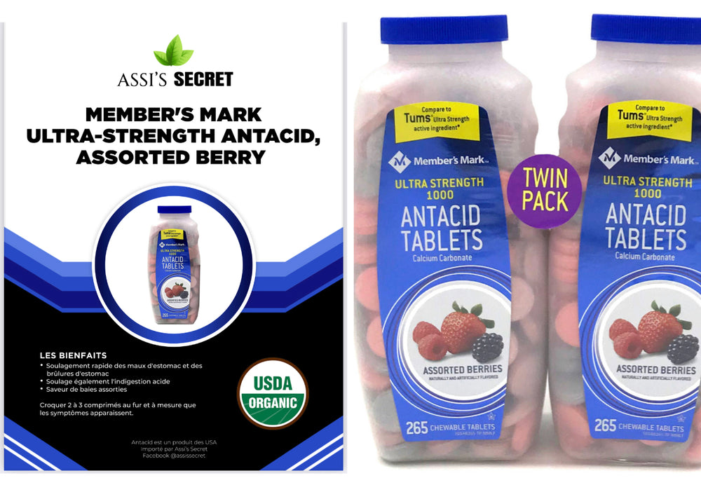 Assi's Secret Member's Mark Ultra-Strength Antacid, Assorted Berry (24Pcs)