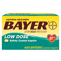 Bayer Asprin Regimen Low Dose Enteric Coated Asprin, 81 mg, 400 Ct DLC: 06/2024
