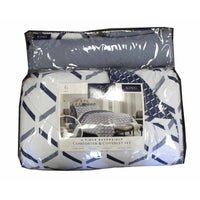 Style Decor 6 Piece Reversible King Comforter Set Cross Blue/Gray